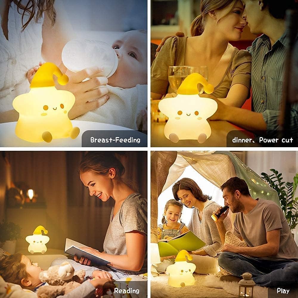 One94Store Silicone Star Night Light | USB Rechargeable LED Lamp with 7-Color Breathing Modes | Soft Silicone Nursery Light for Kids Bedroom Decor | Perfect Baby & Toddler Gift, White - Image 4 thumbnail