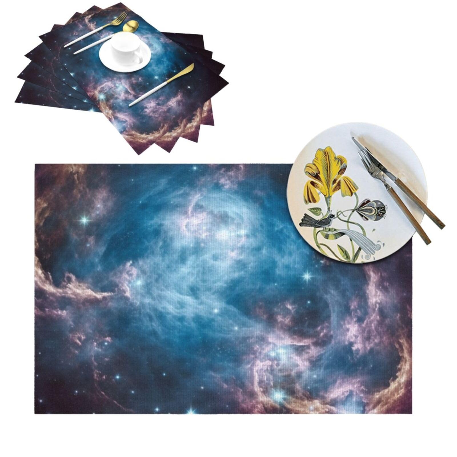 Set de table galaxie antidérapant pour illuminer vos repas de fête en cuisine