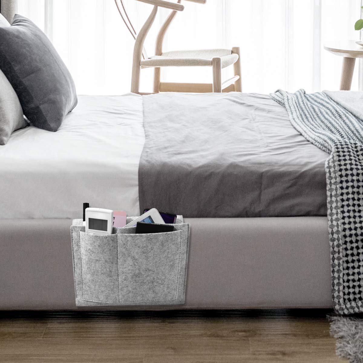 OUNONA Bedside Storage Organizer Hanging Bag Chair Desk Sofa Slipcovers TV Remote Controller Holder Organizer Bag Table Cabinet Magzine Book - Image 4