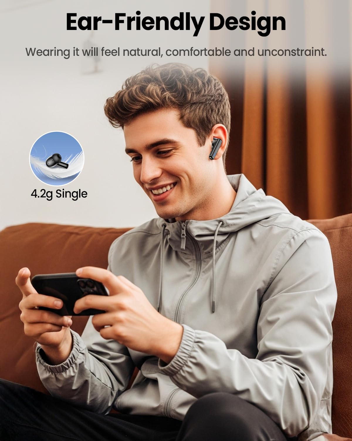 ZIUTY Wireless Earbuds Bluetooth Headphones, 50H Playtime Ear Buds with Mic, LED Digital Display Charging Case, IPX7 Waterproof, Deep Bass Stereo, in-Ear Earphone for iPhone Andriod Phone