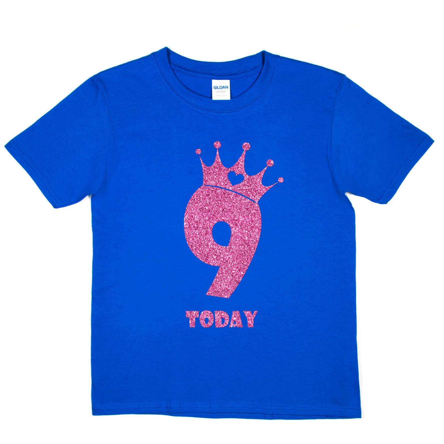Print4u Girls Blue T-Shirt 9Th Birthday 9 Today Age Nine Age 9-11