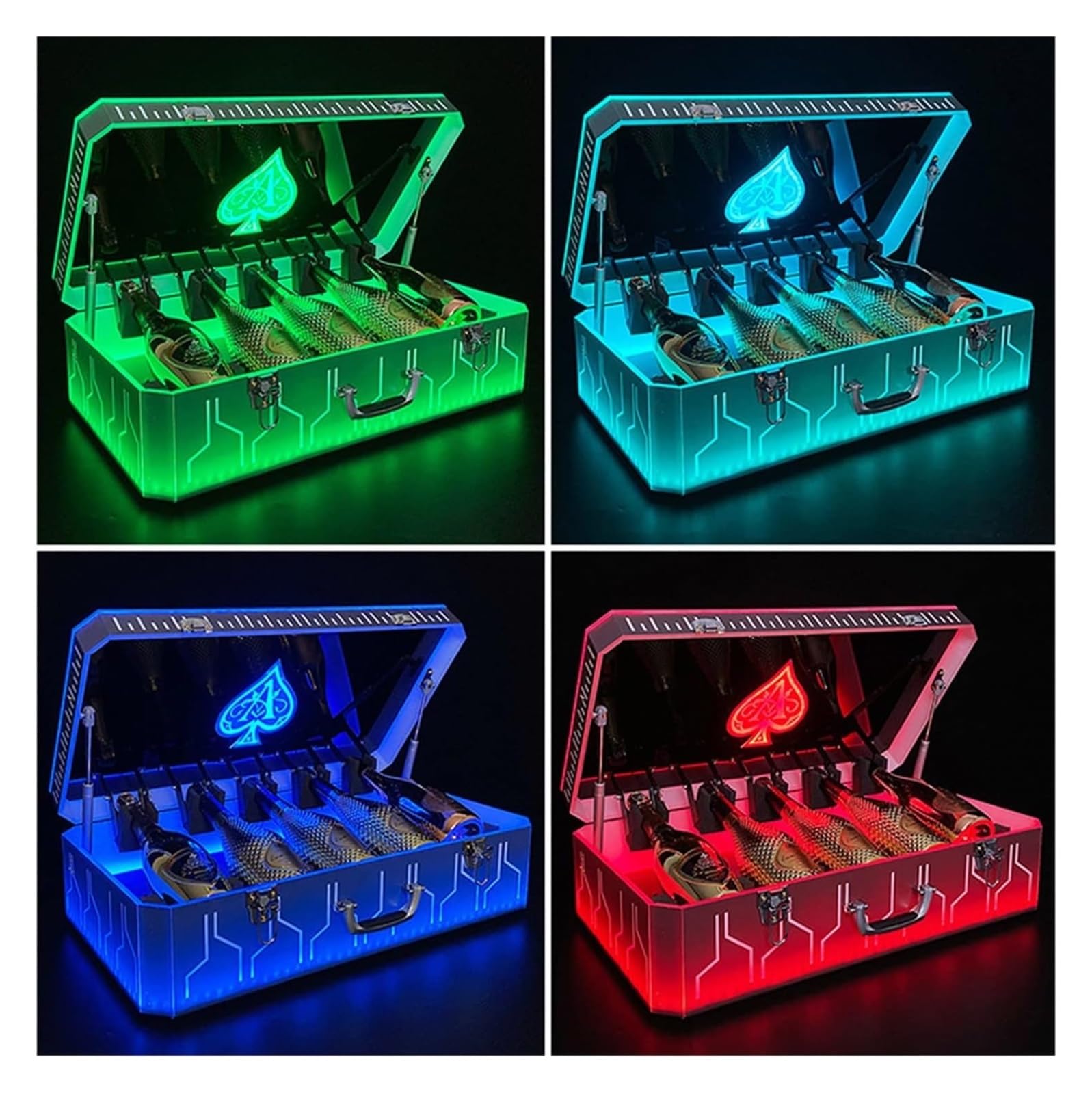 Presentatore for bottiglia di champagne Ace of Spades con luci LED regolabili - 7 colori - Perfetto for locali notturni ed eventi