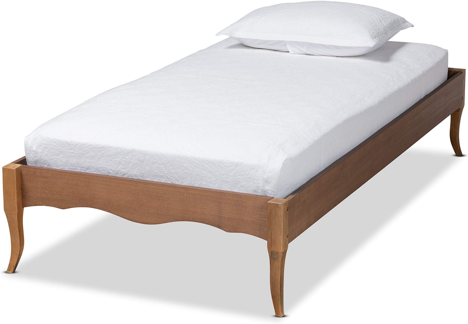 Marieke Vintage French Inspired Ash Walnut Finished Wood Twin Size Platform Bed Frame