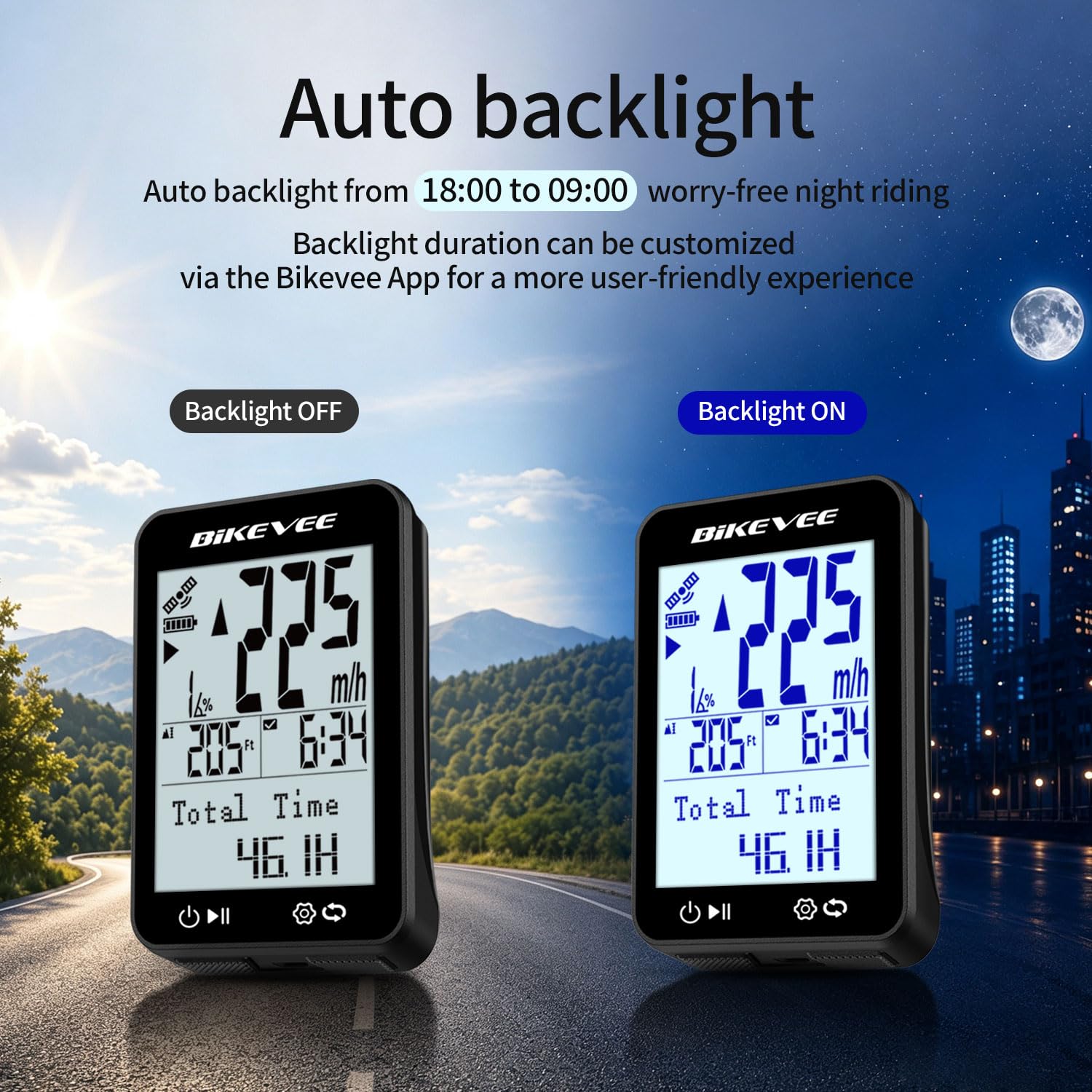 Komputer rowerowy GPS, bezprzewodowy, tachometr rowerowy z aplikacją Bluetooth i 12 językami, wodoszczelność IPX7, automatyczne podświetlenie, wyświetlacz FSTN 2,4 cala