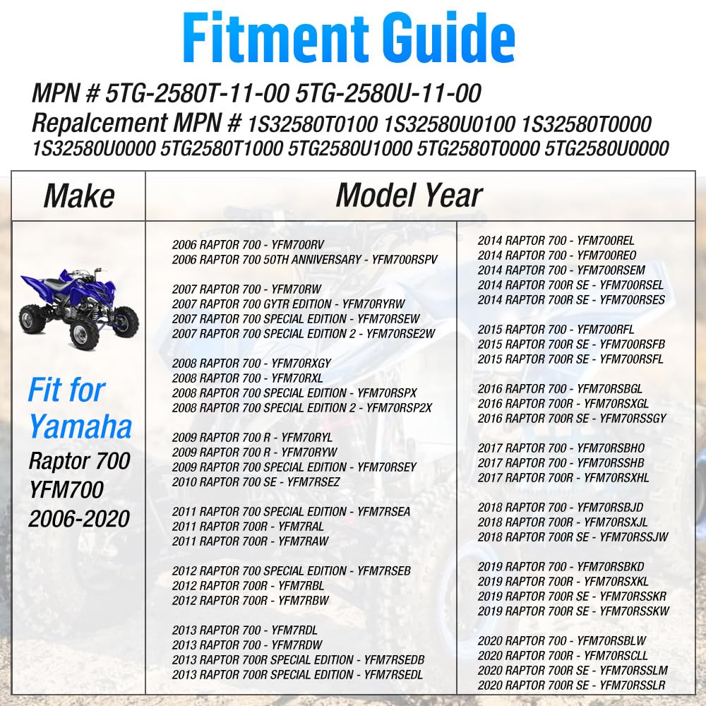 Bremssattel vorne links rechts für Yamaha Raptor 700 YFM700 2006–2020 YFZ450 2004–2020 mit Bremsbelägen