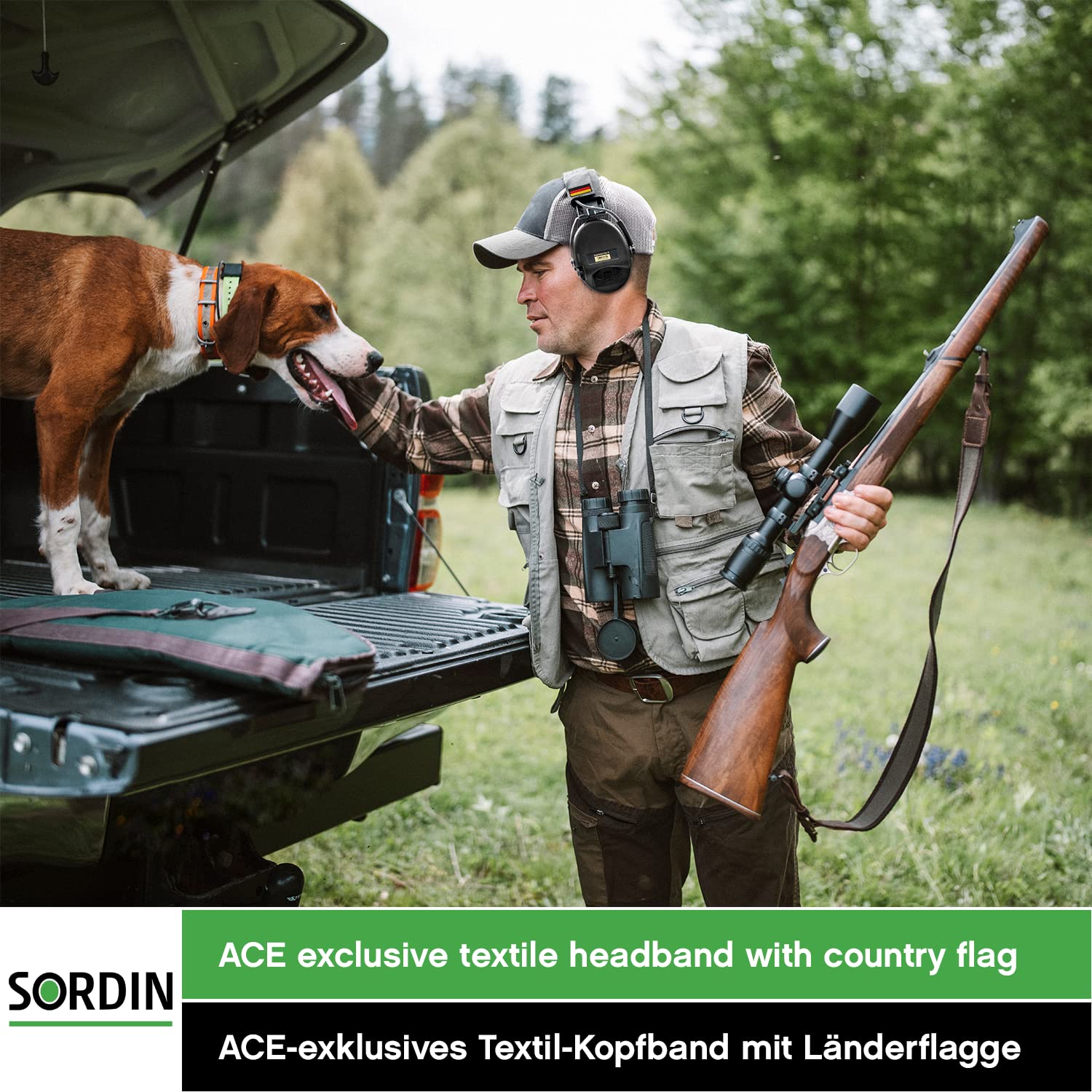 Sordin Pro-X Gehörschutz - aktiver Kapsel-Gehörschützer - Kopfband mit DE-Flagge