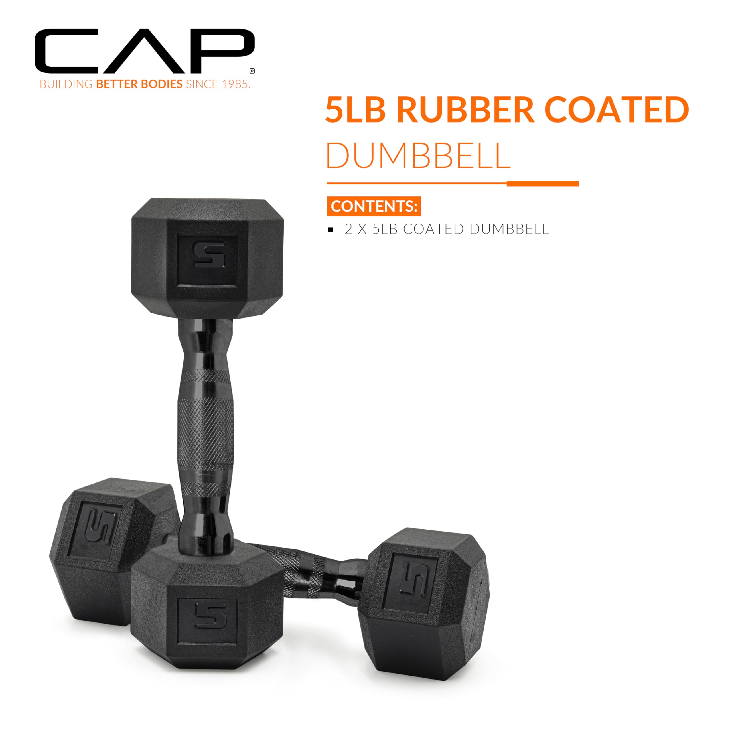 CAP Barbell 2,3 kg powlekane hantle sześciokątne para z czarnym uchwytem