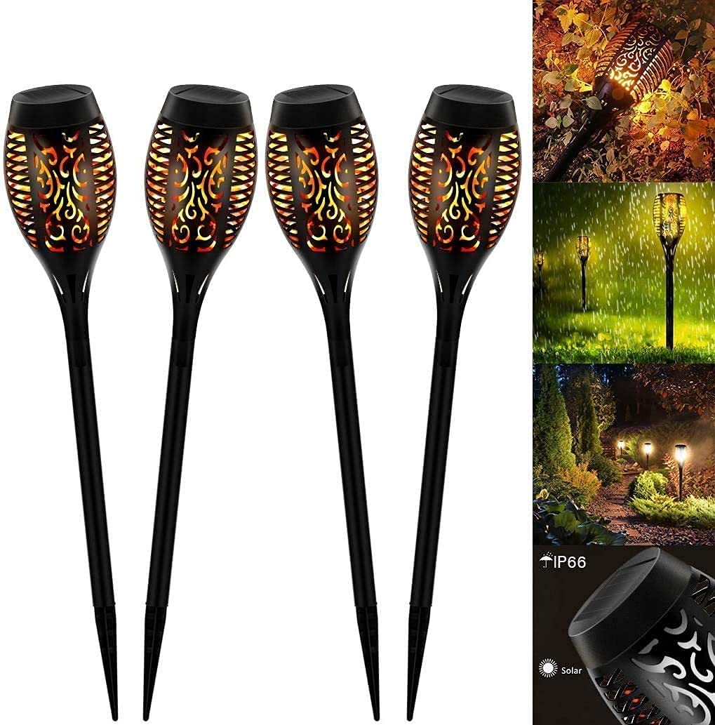 Solar Torch Light Upgraded-Flickering Flames Torches Lights-Waterproof Solar Lights Outdoor Landscape Decoration Lighting Dusk to Dawn Auto On/Off for Garden Pathway Driveway 2Pack