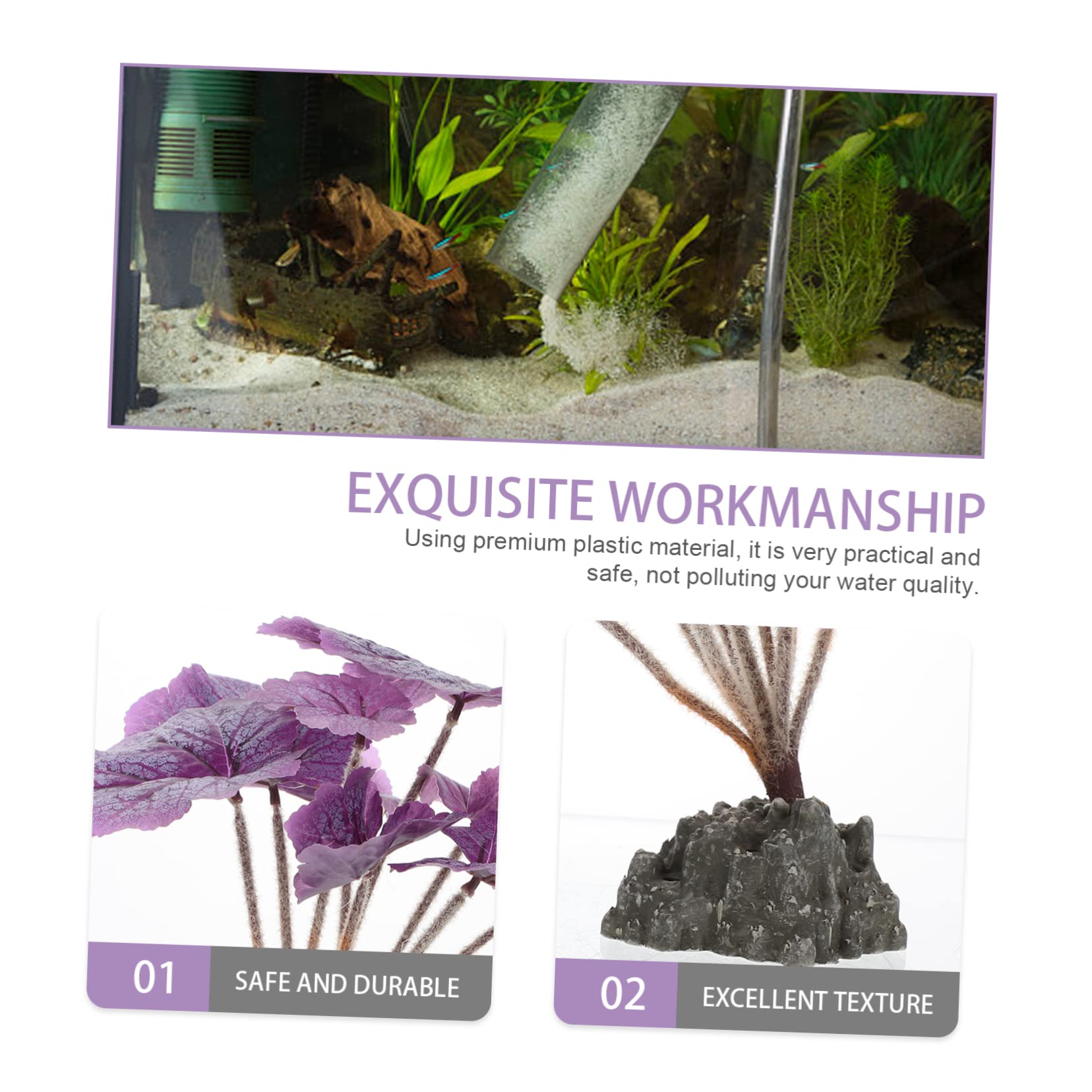 SUPVOX 3 Pezzi Piante Artificiale per Aspetto Naturale Decorazione per Realizzate Premium Sicure per Acquatici e Terrari