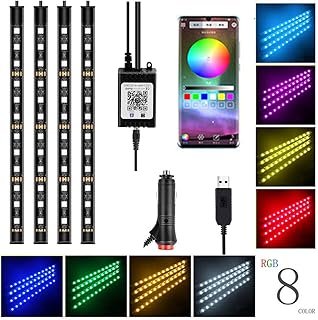 Nanpoku LED RGB テープライト APPコントロール 車内装飾用 LEDテープ USB式＆シガー式 2種給電 音に反応 全8色切替 4パターン点灯 DIY可能 タイマー機能 フットランプ 足下照明 12Ｖ 車用 防水 IOS＆And...