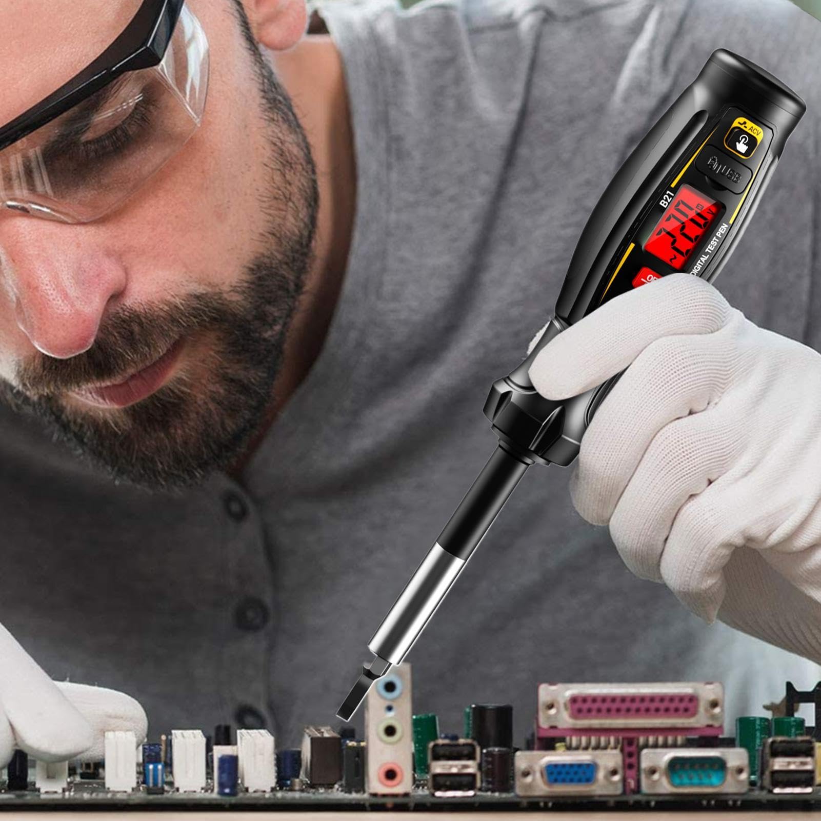 Testeur d'électricité Affichage LCD sans contact | Tournevis volt détecteur pour Mécaniciens Bricoleurs Techniciens Électriciens Maison Bureau Garage Atelier Luminaires Prises