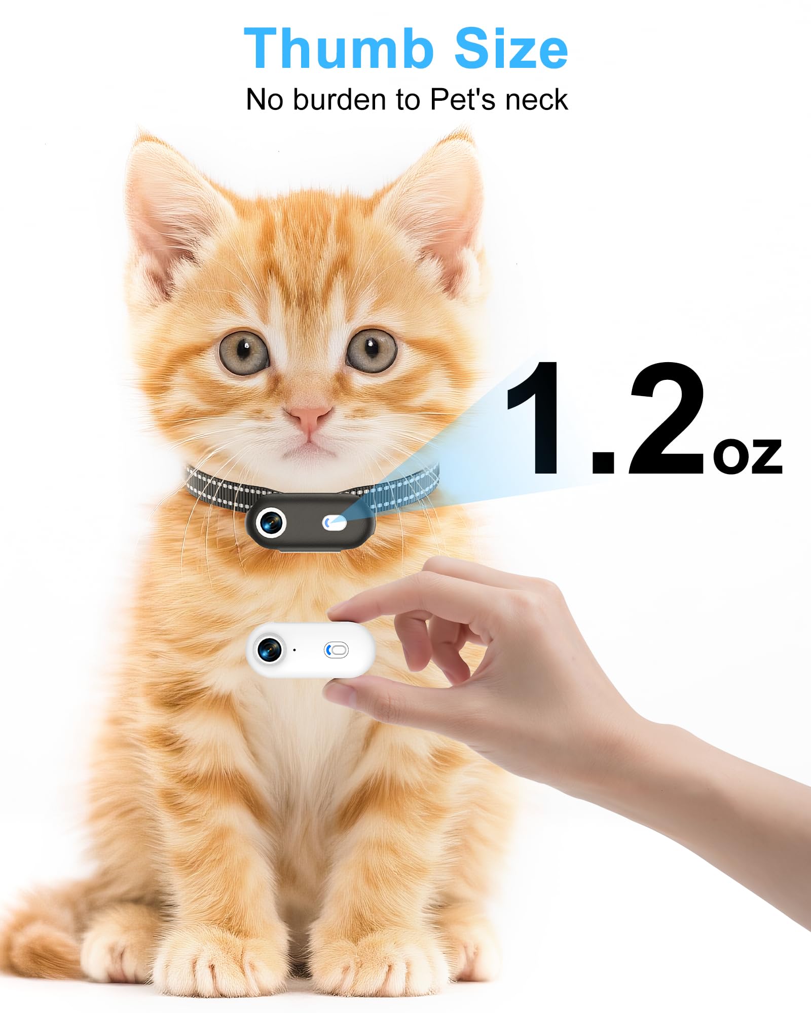Collare per fotocamera per cani e gatti con app per telefono, registrazione video HD 1080p, telecamera POV per animali domestici XS/M, per cani e gatti grandi, telecamere senza fili con
