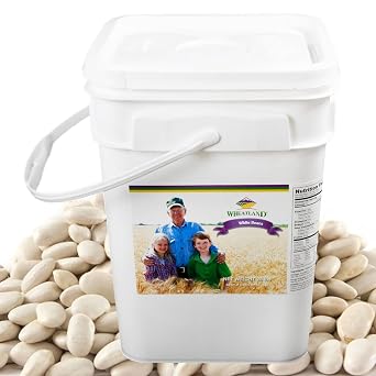 WheatlandTM White Beans Premium Packaging Mylar, Oxygen Absorber & Bucket Provide 25 Year Shelf Life Lab-tested ISO 17025 Verified Chemical-Free Never Irradiated, No Desiccants and Non GMO High Trust Seller Emergency Food Storage 40 Year Legacy of Prepping