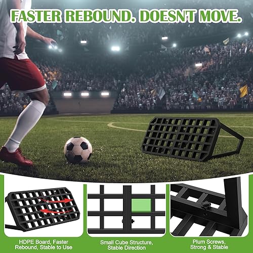 Miniatura 5 de OYEAL Tabla de rebote de fútbol con ángulos ajustables para pared de fútbol, equipo de entrenamiento de fútbol, equipo de entrenamiento de fútbol