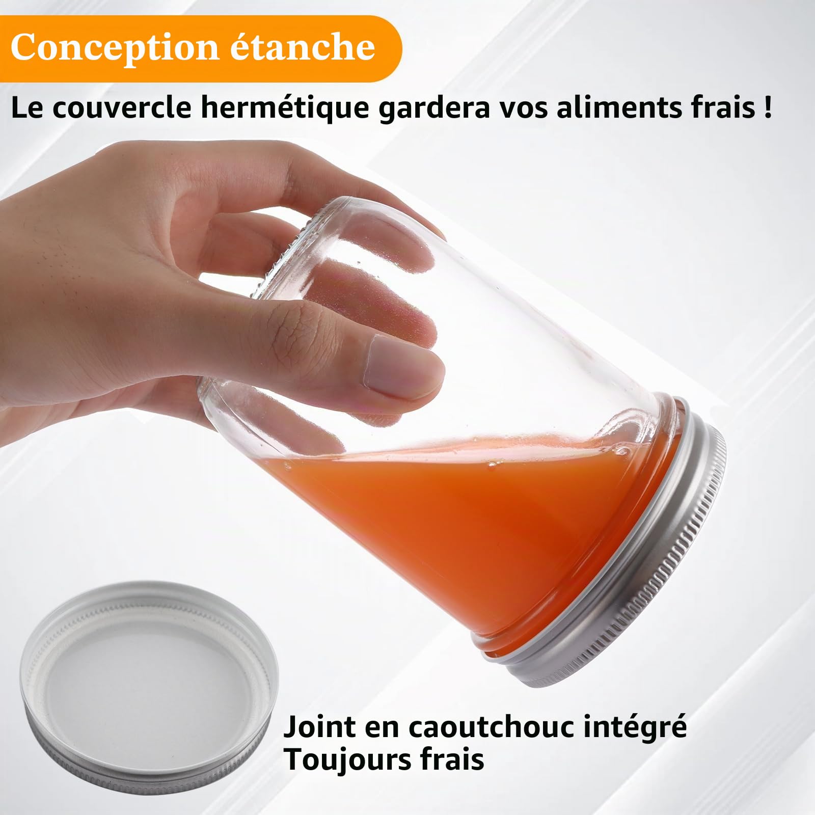 Mason Jar Lot de 18 bocaux de conservation avec couvercles à visser 500 ml avec couvercles pour confiture, miel, yaourt, concombres et oats de nuit