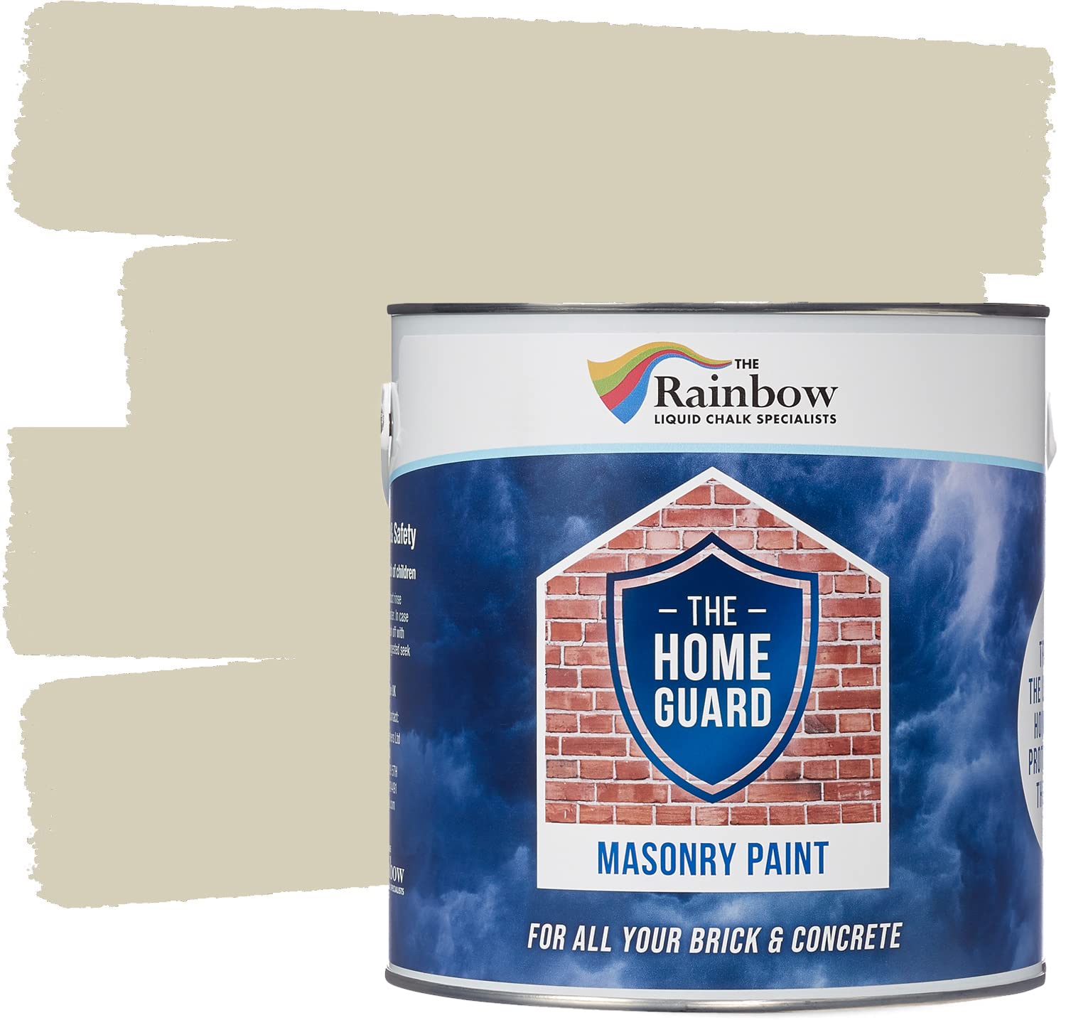 Rainbow Chalk Markers Masonry Paint - 5L Cotton | Non-Toxic & Water-Based Exterior Masonry Paint for Outdoor Weather Protection | Anti-Cracking & Flaking for Smooth Brickwork | Opaque Matte Finish