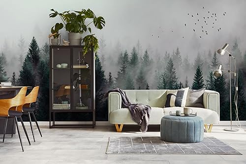 Miniatura 4 de Murwall Dark Forest Wallpaper Misty Jungle Wall Mural Landscape Wall Print Rustic Home Decor Cafe Design Living Room Bedroom