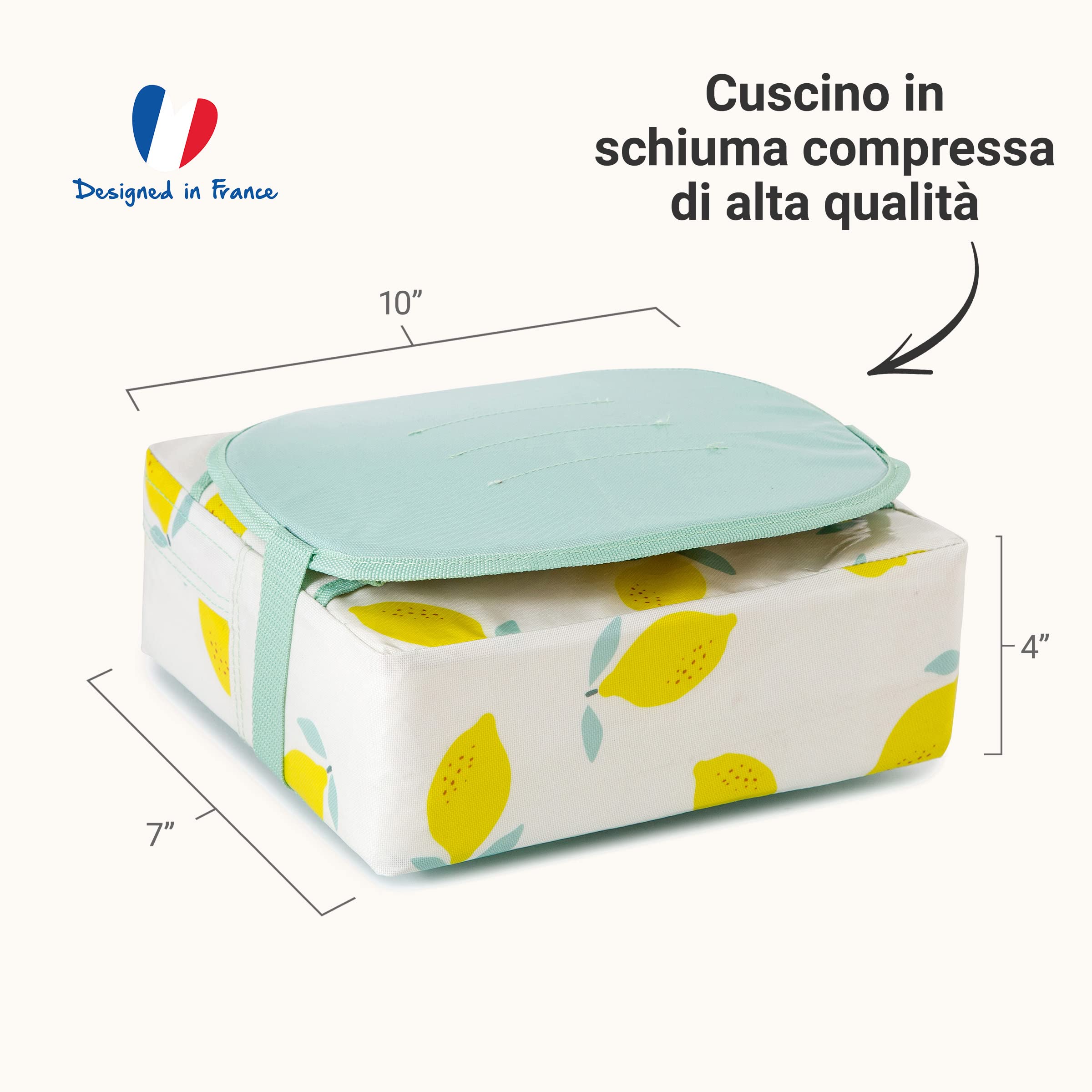 BabyToLove | Rialzo nomade pieghevole con cuscino morbido e imbracatura sicura per pasti all'aperto o a casa | Happy Lemon