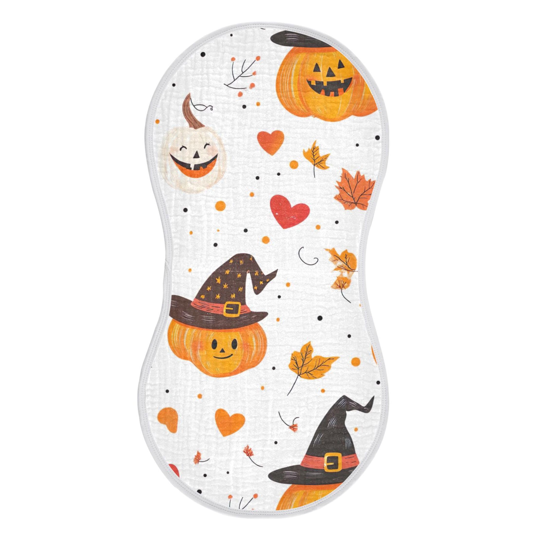 Fuauuyl Men's Halloween Pumpkins Muslin Baby Burp Cloths 1 Pack, Absorbent Soft Cotton Burping Rags For Newborn Boys Girls