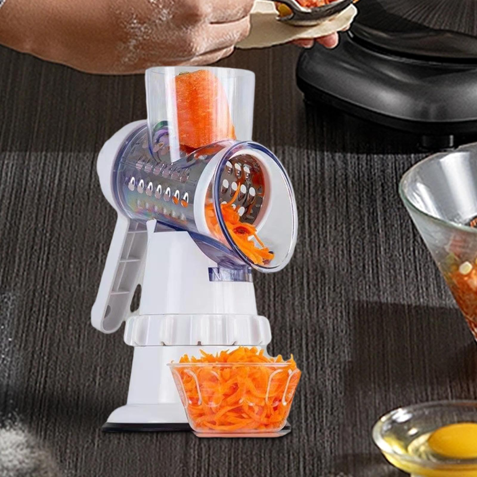 Grattugia vegetale per formaggio, carote, cetrioli e altro ancora, con manovella a mano, per formaggi, carote, cetrioli e altro ancora, per la cucina domestica, la preparazione di ristoranti, la
