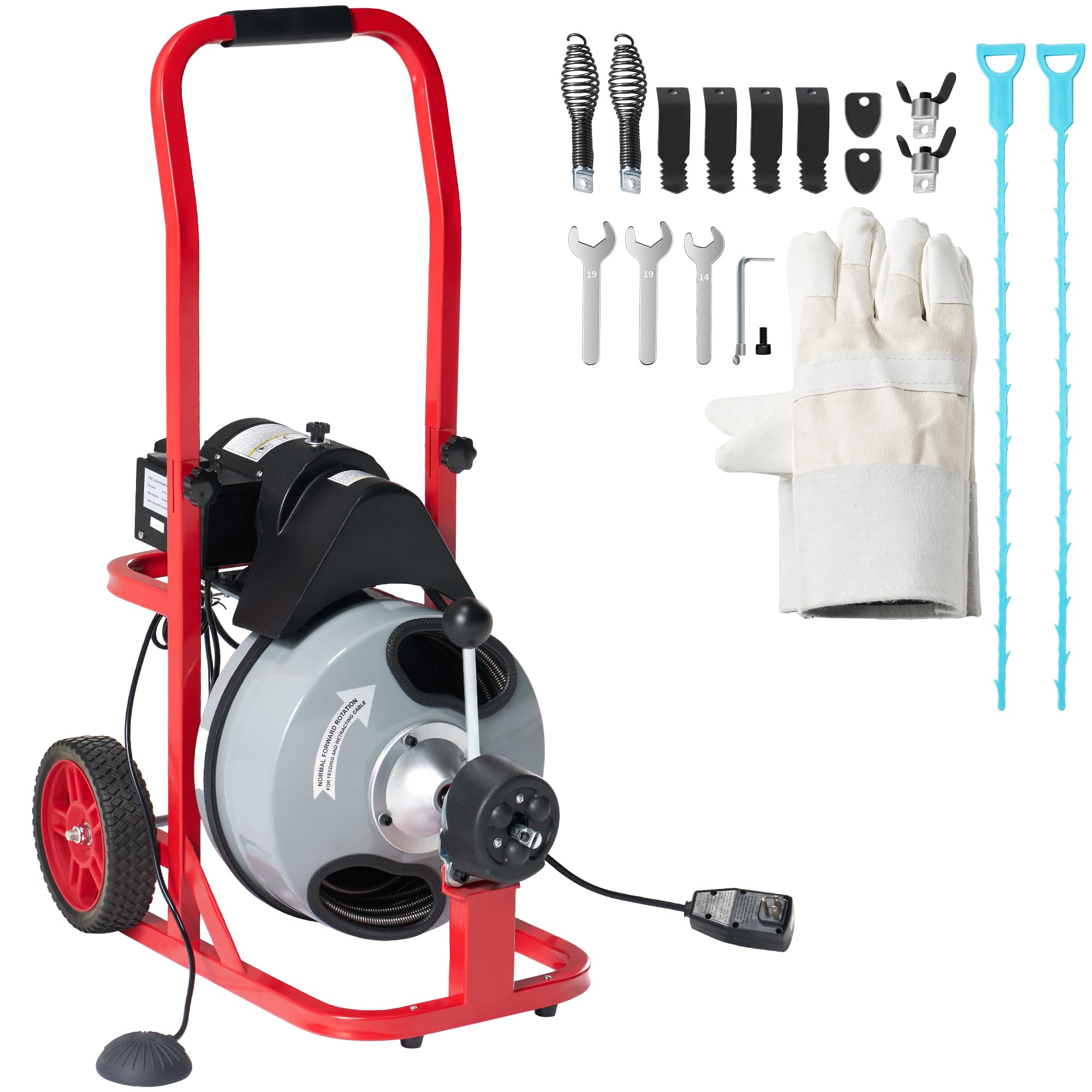 Albott 100 FT x 1/2 Inch Drain Cleaner Machine Auto Feed Sewer Snake Auger
