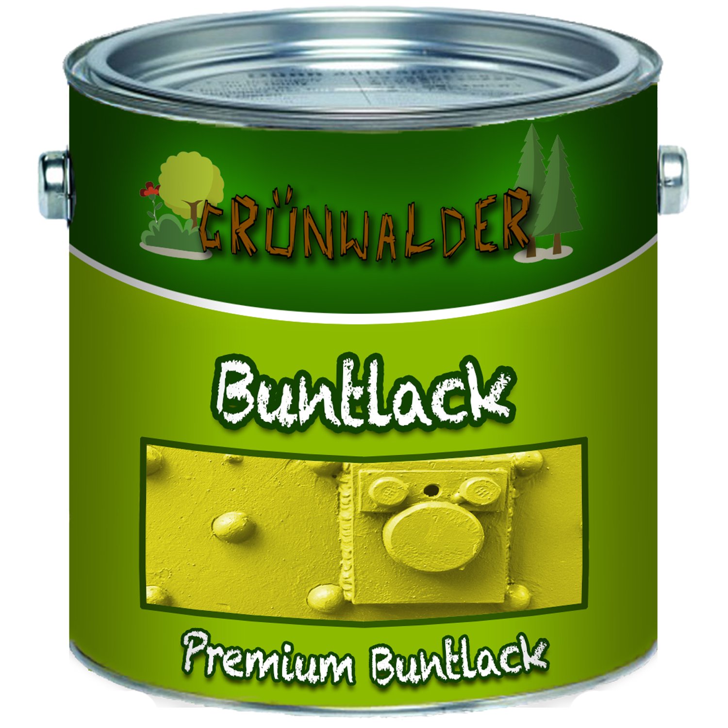 Grünwalder Bunt-Lack premium Schutz-Farbe optimale Deckkraft & UV-Beständigkeit (1 L, Moosgrün (RAL 6005))