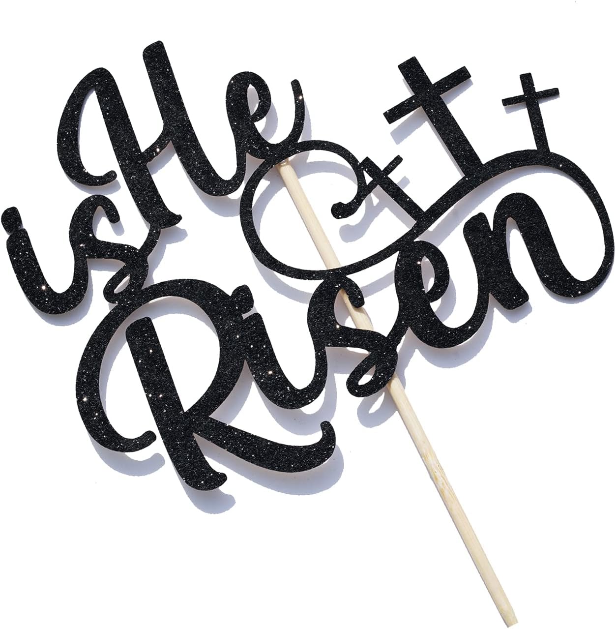 He is Risen Cake Topper, Easter Party Supplies, Jesus Easter Cake Topper, Religious Holiday Decor, Spring Jesus Party Decorations Black Glitter