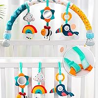 Vista 7 de Caterbee Barra de juguete para bebé, accesorio para cochecito y cuna, barra de actividades para cochecito de bebé, juguete de arco de viaje, moisés