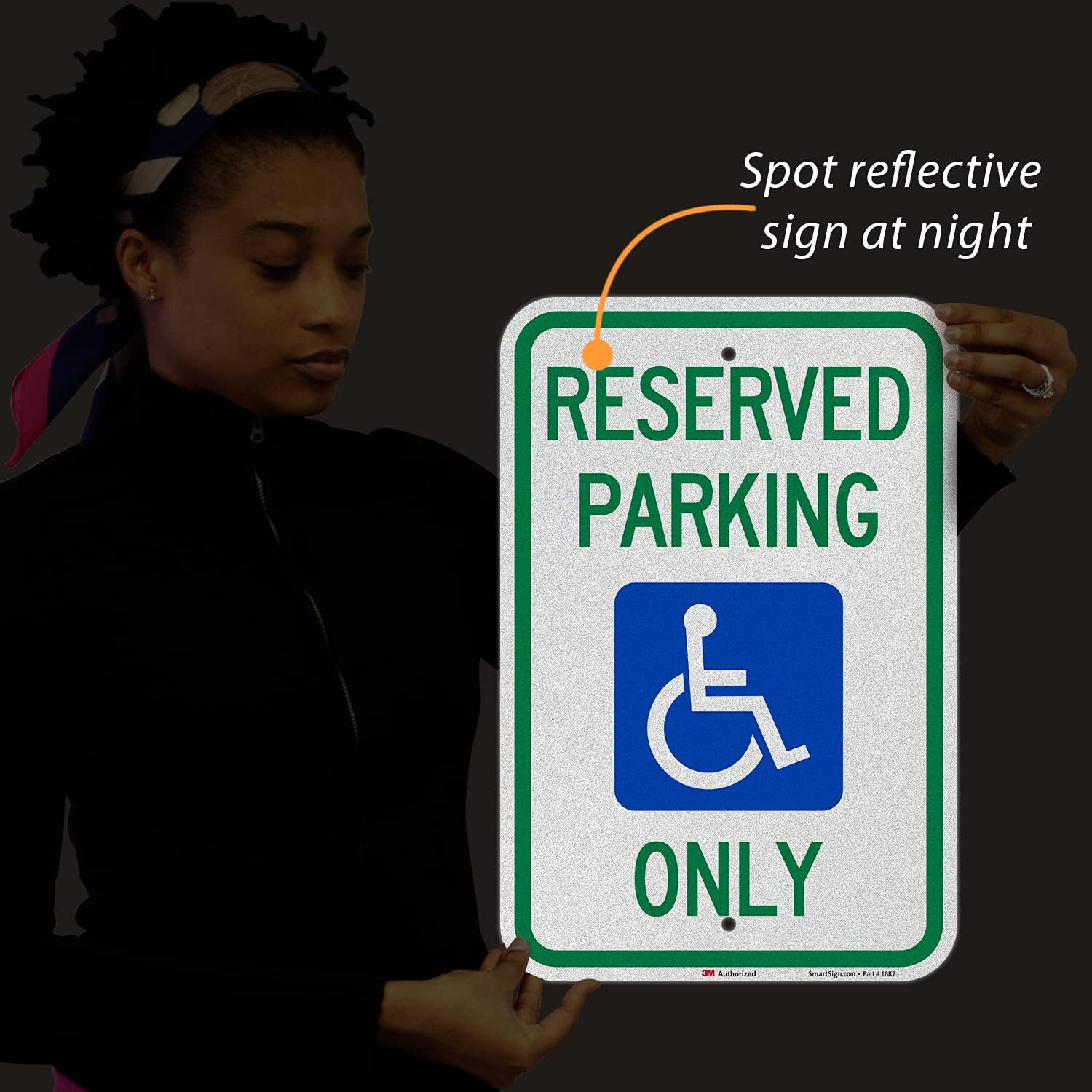 SmartSign "Reserved Parking Only" Handicap Parking Sign | 12" x 18" 3M Engineer Grade Reflective Aluminum