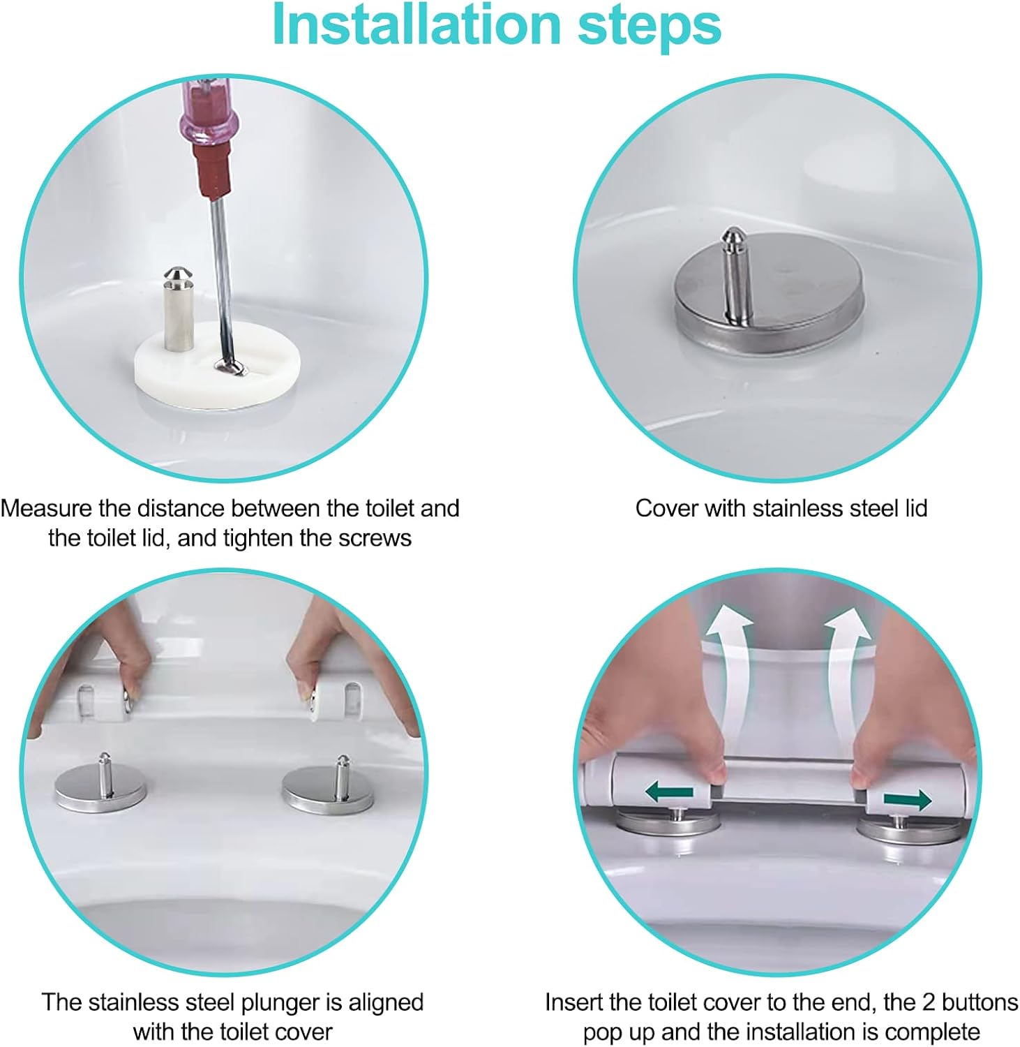 DRAMBOR Toilet Seat Fittings, 1 Pair Toilet seat Fixing kit, Top Fixing