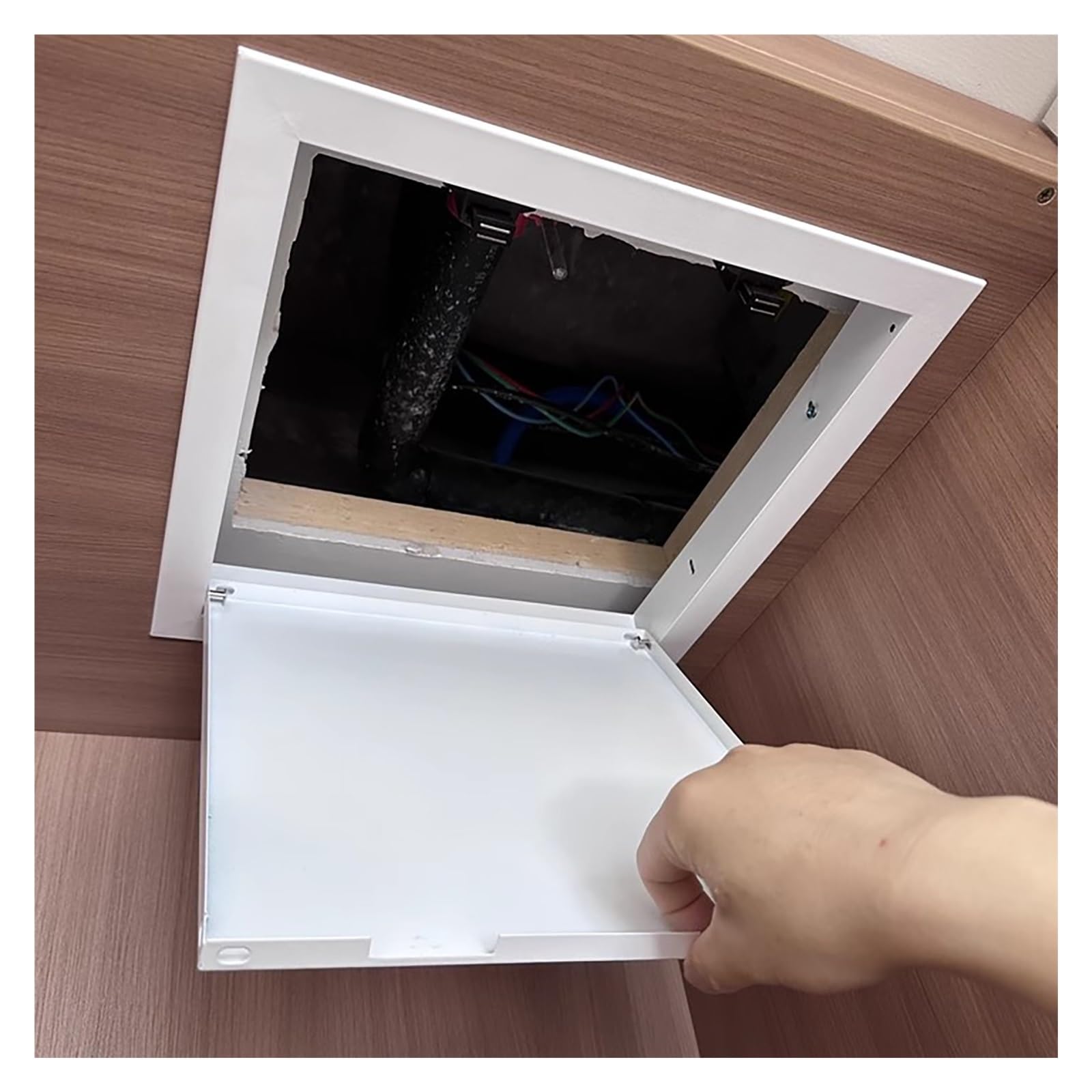 Flush Mount Plumbing Access Panel for Drywall - Sizes 6x6, 10x10, 12x12, 12x24, 14x14, 18x18, 18x30, 24x24 - Metal Ceiling Hatch with Click Open/Close Mechanism for Easy Access(14x14in/36x36cm,White)