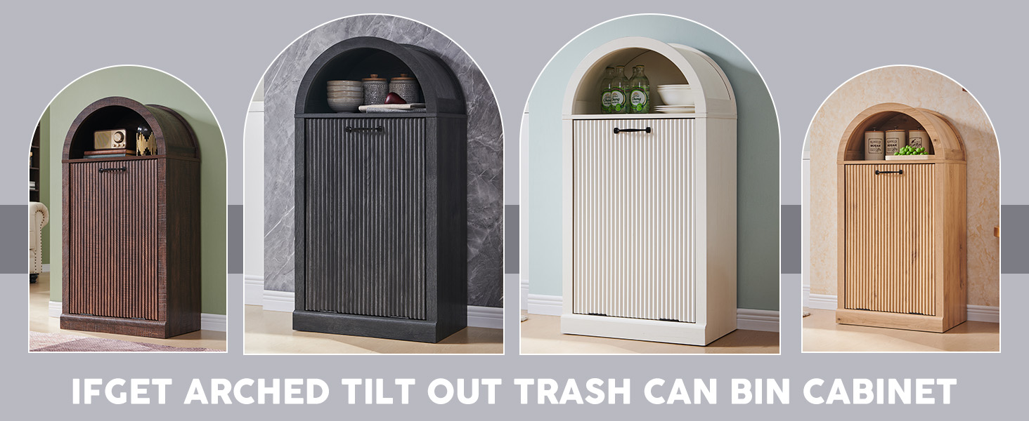 Amazon.com: IFGET Arched Tilt-Out Trash Can Cabinet, Fluted 10