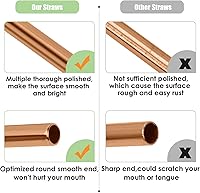 Vista 4 de 20 Pajitas de Acero Inoxidable Reutilizables de Oro Rosa, Pajitas Reutilizables de 10.5" y 8.5" para Beber con 20 Puntas de Silicona, 5 Cepillos