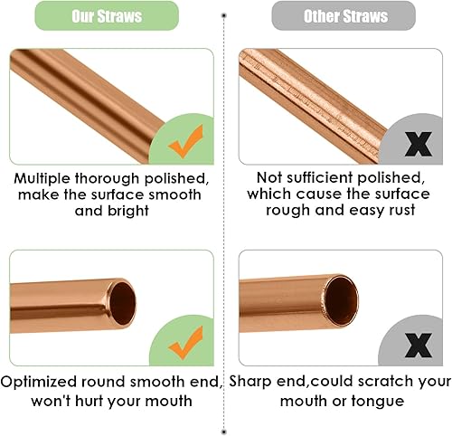 Miniatura 4 de 20 popotes de acero inoxidable reutilizables de oro rosa, pajitas reutilizables de 10.5 y 8.5 pulgadas con 20 puntas de silicona, 5 cepillos para