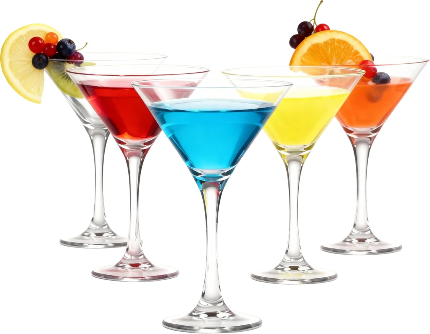 Martini Glasses Set of 6 – 8 oz Crystal Clear Cocktail Glasses for Espresso | Coupe, Martini, Cosmopolitans, Manhattan, Mocktails, Margarita, Stemless Gift Set Glassware for Home Bar & Party