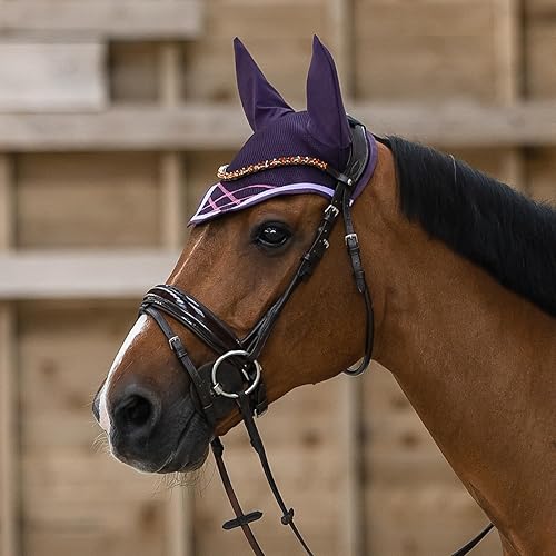 Miniatura 8 de HORZE Clermont - Brida ergonómica acolchada de cuero genuino para caballos  Banda nasal flash incluida