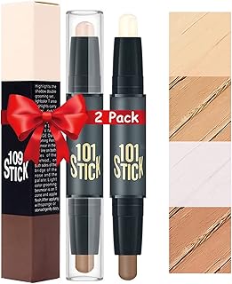Face Highlighter Contour Sticks Makeup, 2 Pieces Cream Concealer Full Coverage 3D Face Body Shaping Double Ended Contouring Highlight Stick,Ligh/Medium/Dark