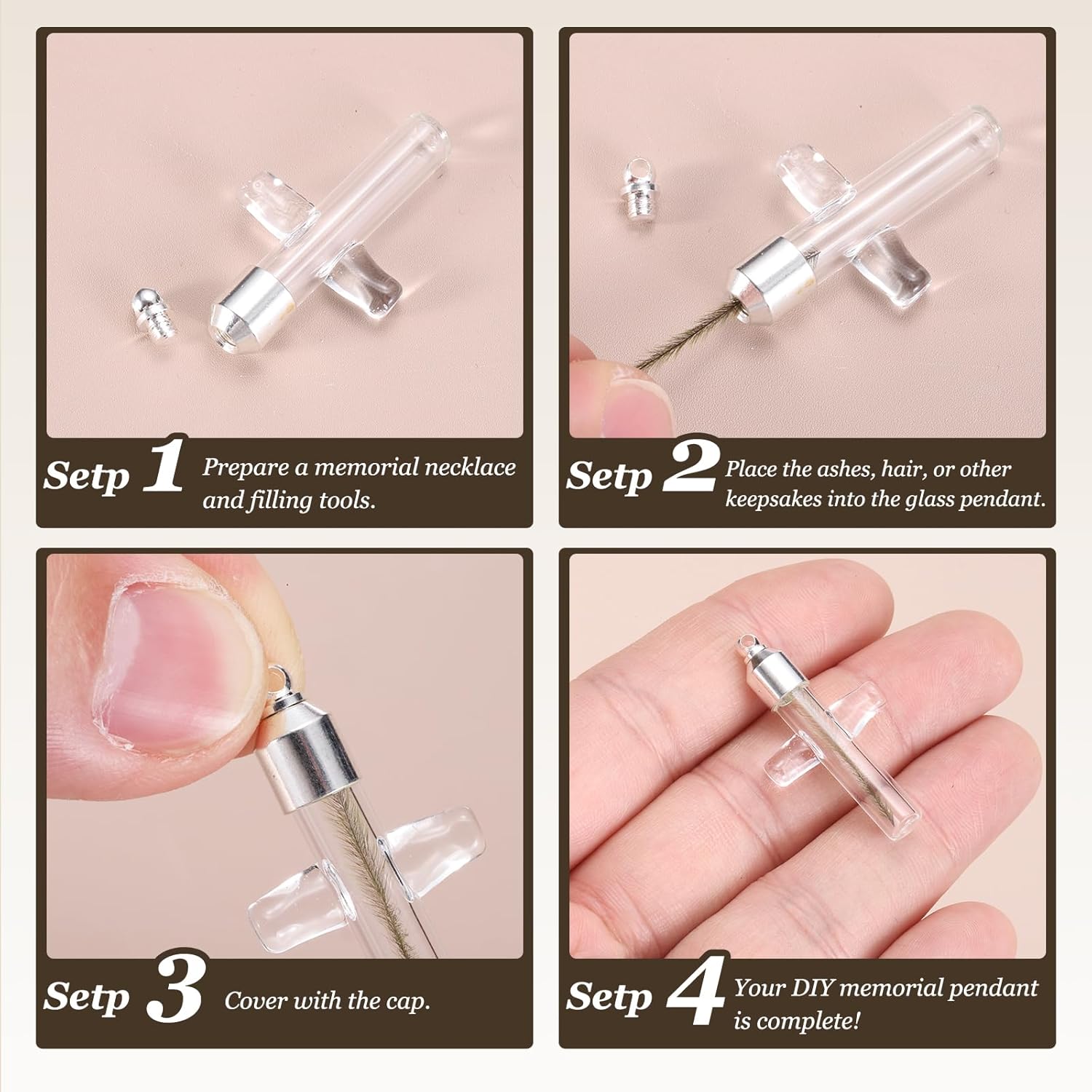 HARFINGTON 20Pcs Glass Vial Pendant Necklace, Water Drop Vial Perfume Bottle Necklaces Urn Container Memorial Jewelry with Screw Cap for Liquid Sand Ashes DIY Charm Craft Souvenirs - Image 5