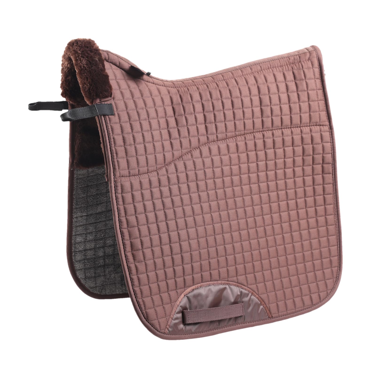 Almohadilla de piel sintética para silla de montar a caballo, manta completa Numnah Saddlecloth cuadrada con columna vertebral transparente de alta marchitura para montar a caballo, absorción