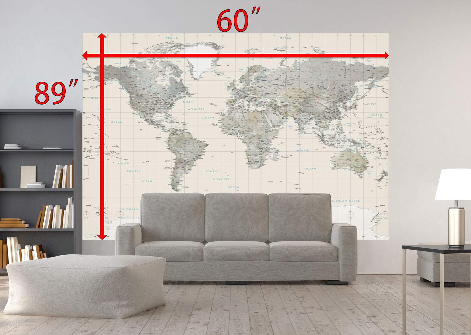 Classic Color World Political Map Wall Mural In Room Map Wall Mural