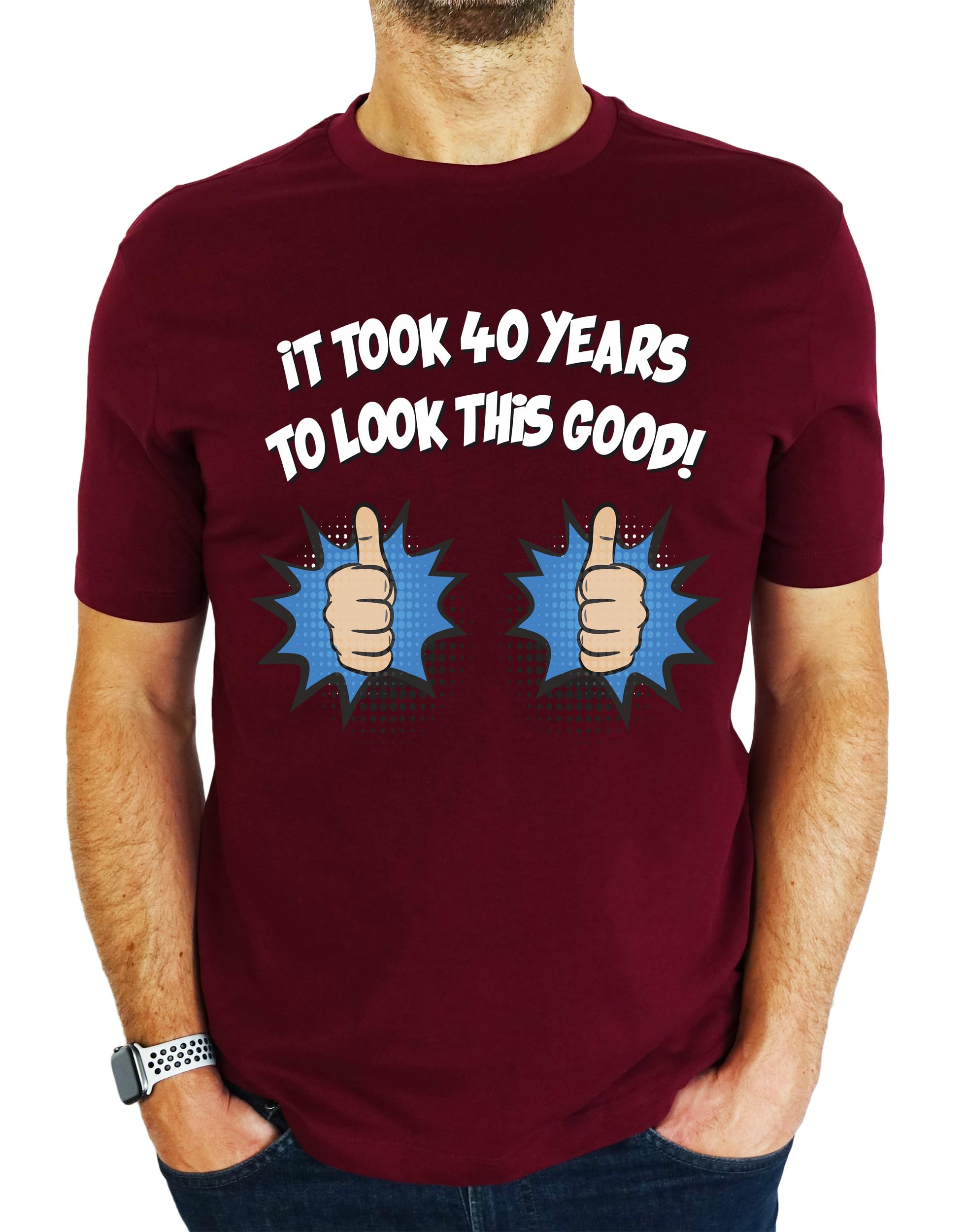 It Took 40 Years - to Look This Good! - Funny 40th Birthday Gift | Present Mens T-Shirt Burgundy L