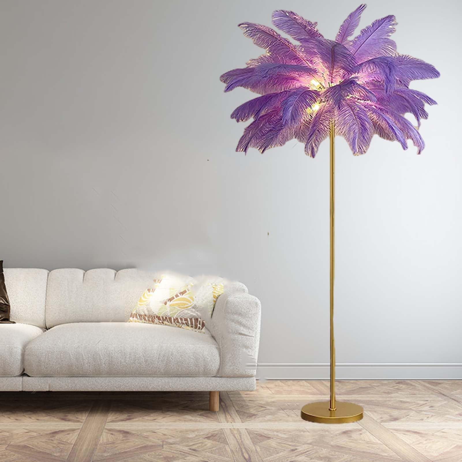 Ostrich Feather Lamp Floor - Modern Black Floor Lamp for Living Room and Bedroom Decor - Soft Feathers Standing Lamp, Size 160cm*50cm