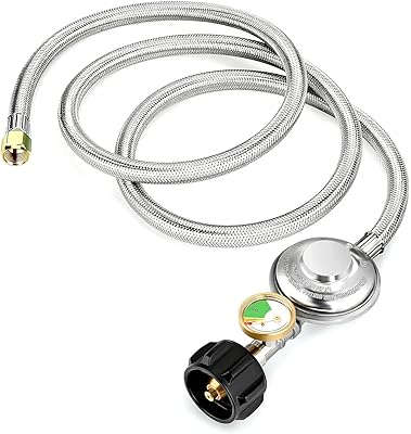 LITYPEND 5 FT BBQ Grill Low Pressure Propane Regulator Hose with Gauge for Gas Pit, Stove, Shipping from The USA
