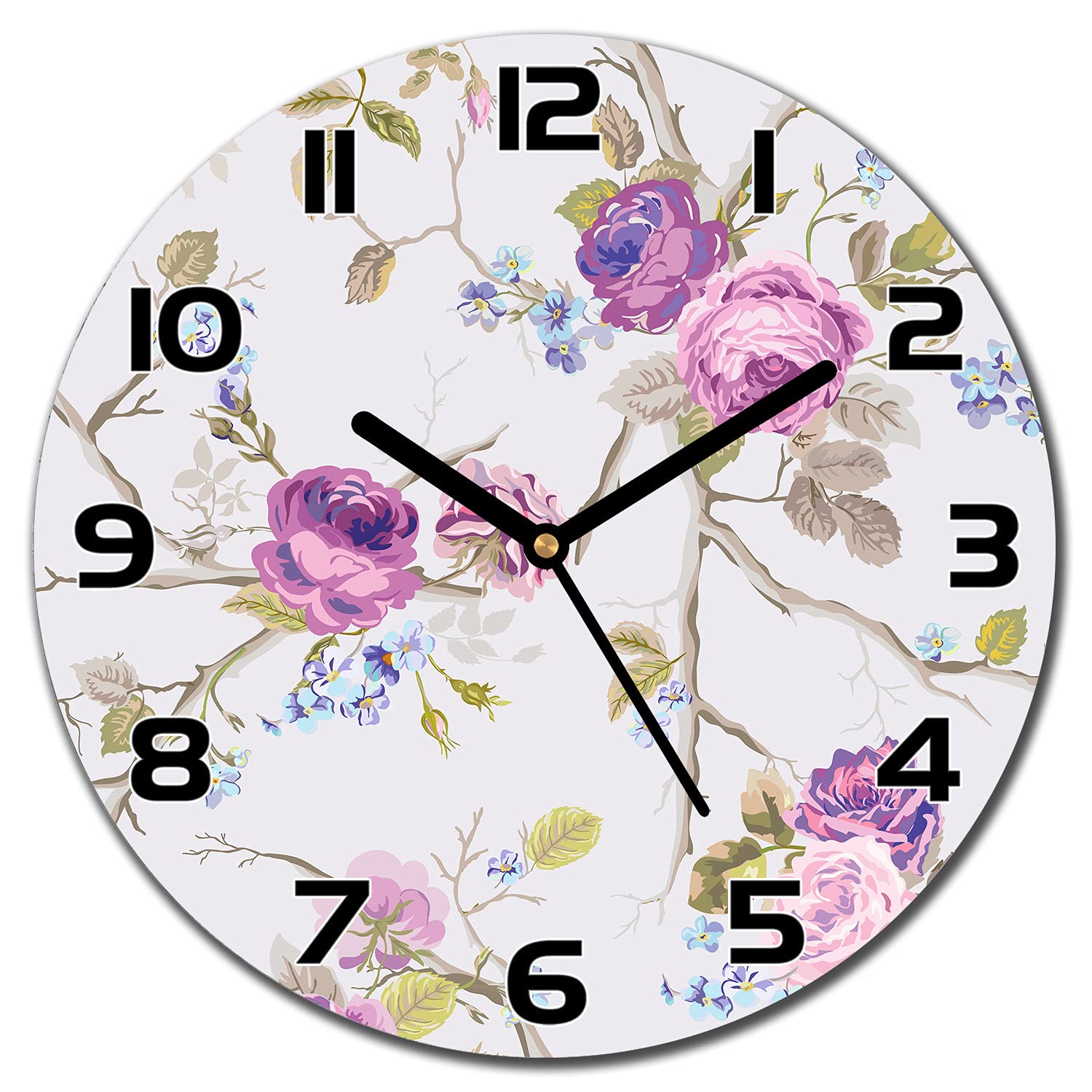 Horloge en verre violet roses 30 cm Coloray pour décoration murale