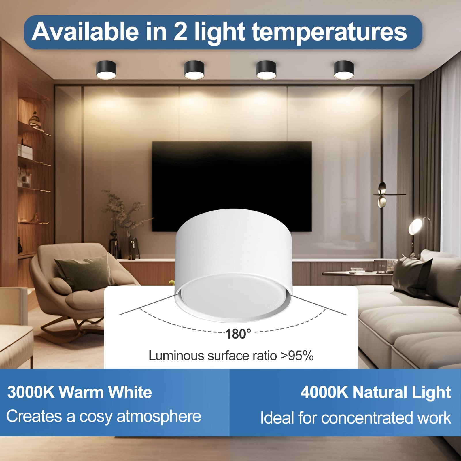 GeyouLux 4x Faretti LED Soffitto - Ø84x50mm - 6W 680LM Faretto LED Interno - 4000K LED GX53 230V Incluso - Angolo del fascio di 180° - Alluminio Lampada da Soffitto (Bianco)