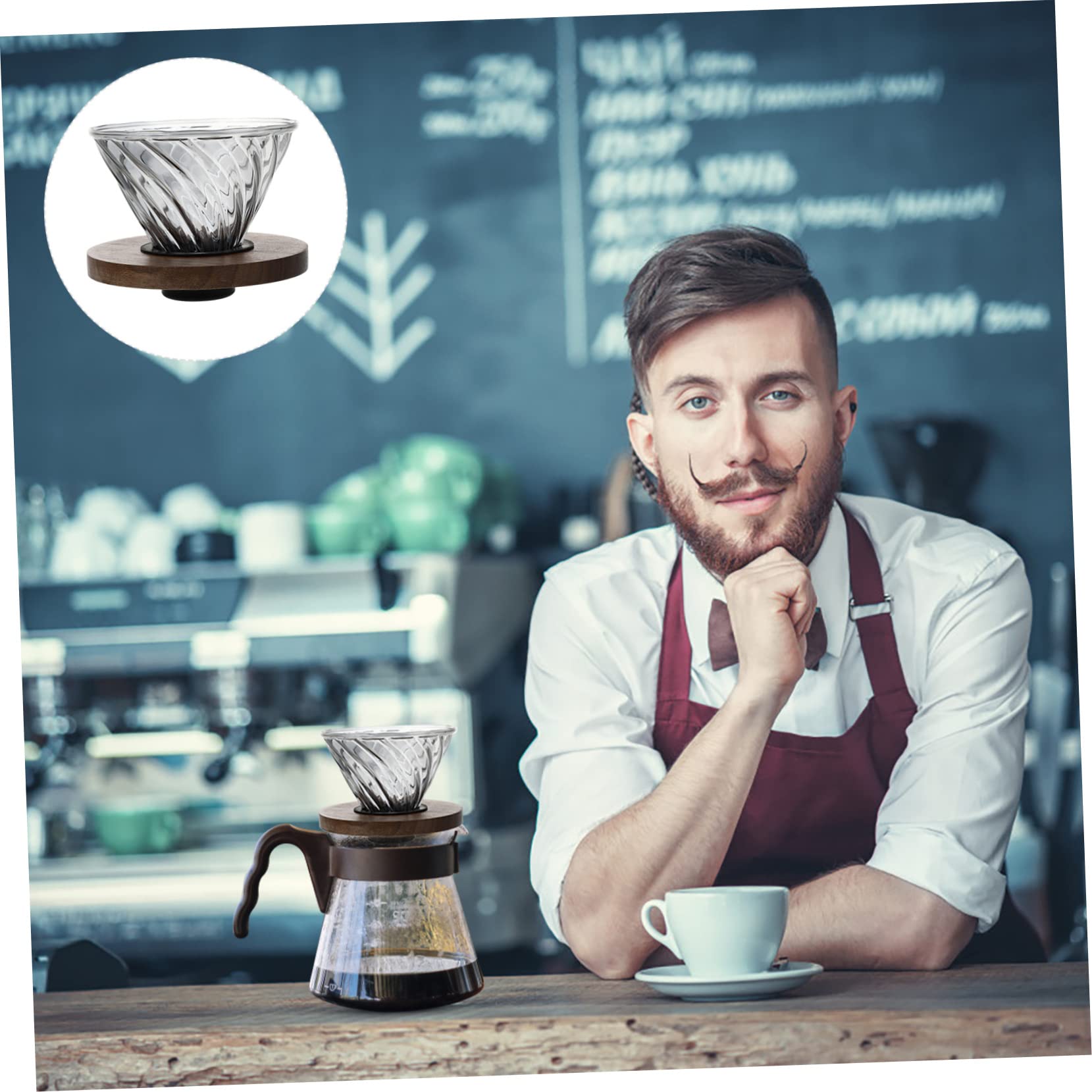 Embudo para Taza de Café Reutilizable de Vidrio Negro para Oficina