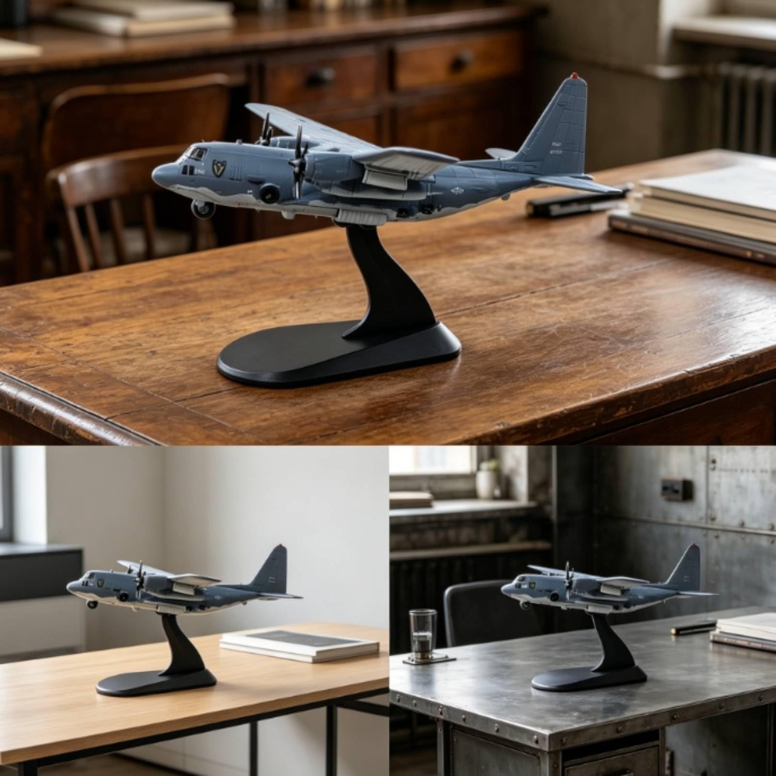 Modellino di Aereo da Trasporto tattico130 Realistico Modellino di Aereo con Supporto Fedele All'originale Modello con Supporto, AC-130 Monocromatico