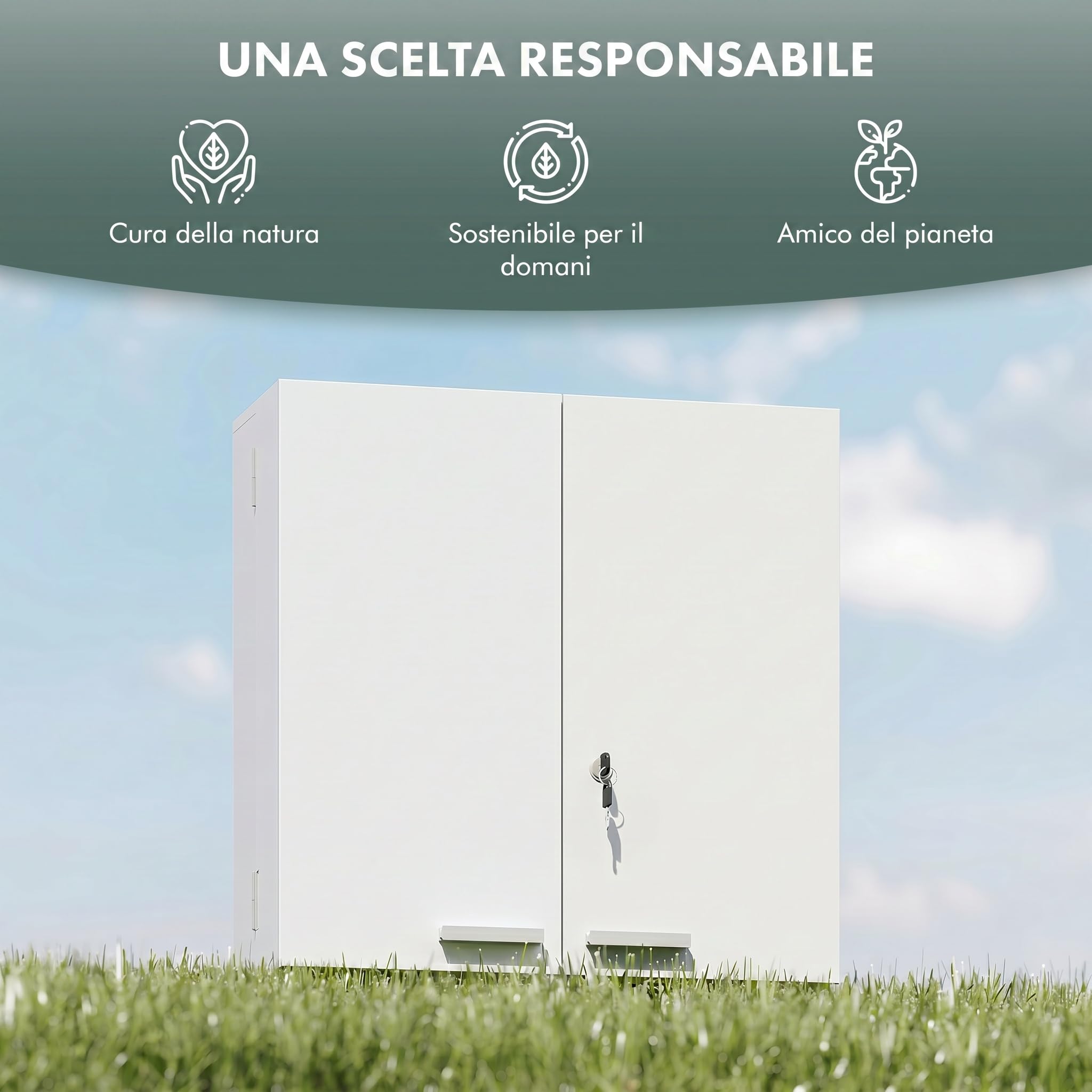 HOMCOM Armadietto Porta Medicinali da Parete con Chiavi 53x20x53cm Bianco