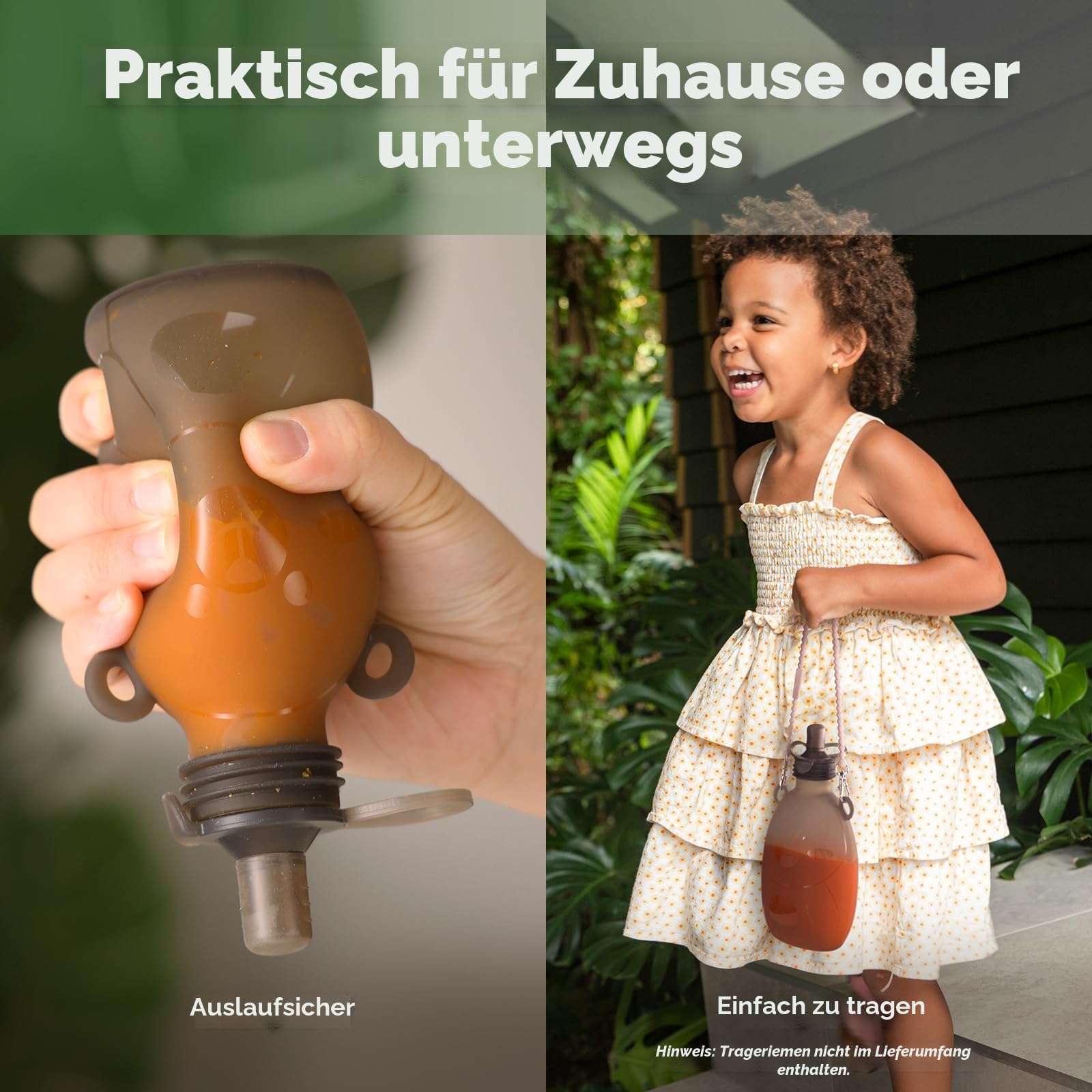 haakaa Happii Bear Silikon-Beutel, wiederverwendbare Babynahrungsbeutel für hausgemachte Bio-Pürees, Säfte, Smoothies und Joghurt, perfekt für Kleinkinder und Kinder, 2 Stück, 170 ml
