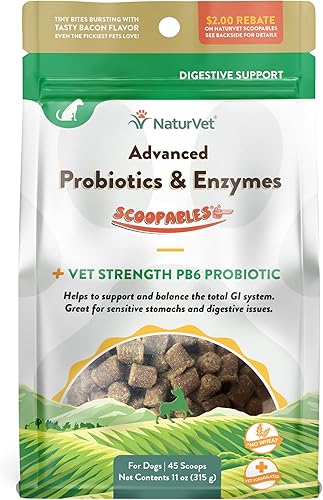 NaturVet Scoopables Probióticos avanzados para perros Probióticos masticables para perros y enzimas digestivas Apoya un intestino saludable para